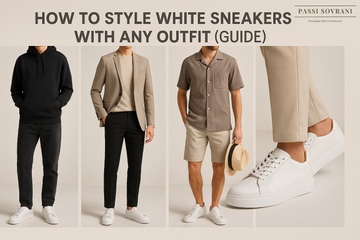 Passi Sovrani white sneakers featured in a versatile fashion scene for How to Style White Sneakers with Any Outfit guide.