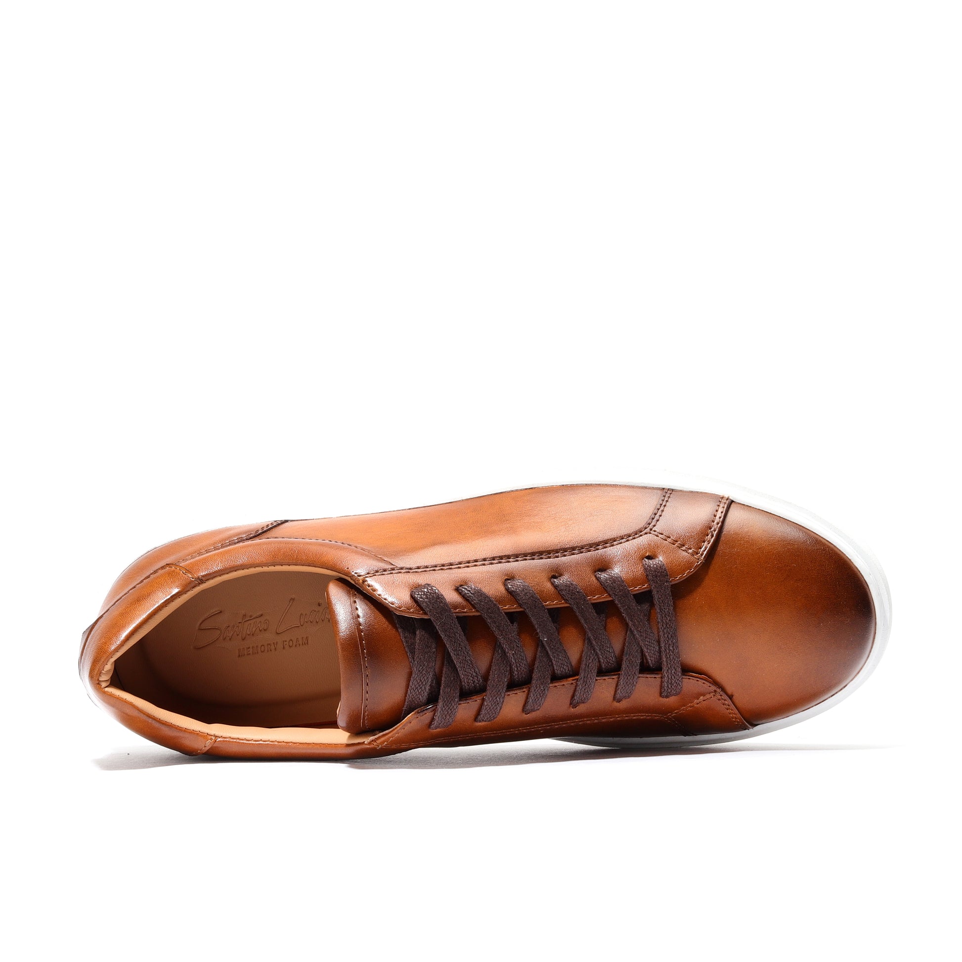 Lifestyle shot of brown leather low-top sneakers blending comfort and style.
