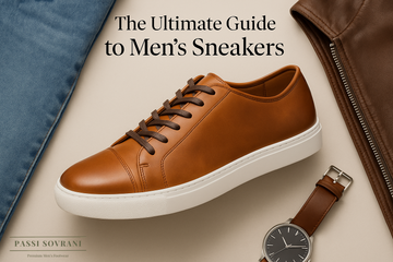 OSCAR CAP-TOE SNEAKER showcased in a stylish lifestyle setting — premium men’s leather sneaker featured in The Ultimate Guide to Men’s Sneakers (2025 Edition), highlighting luxury craftsmanship and modern fashion trends.